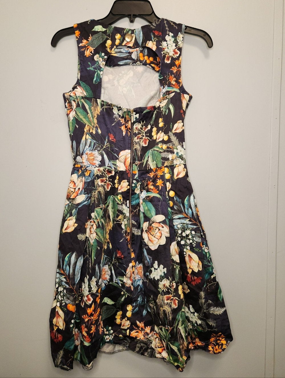 Closet Floral Fit-and-Flare Dress in Navy Size 8UK - Picture 9 of 16